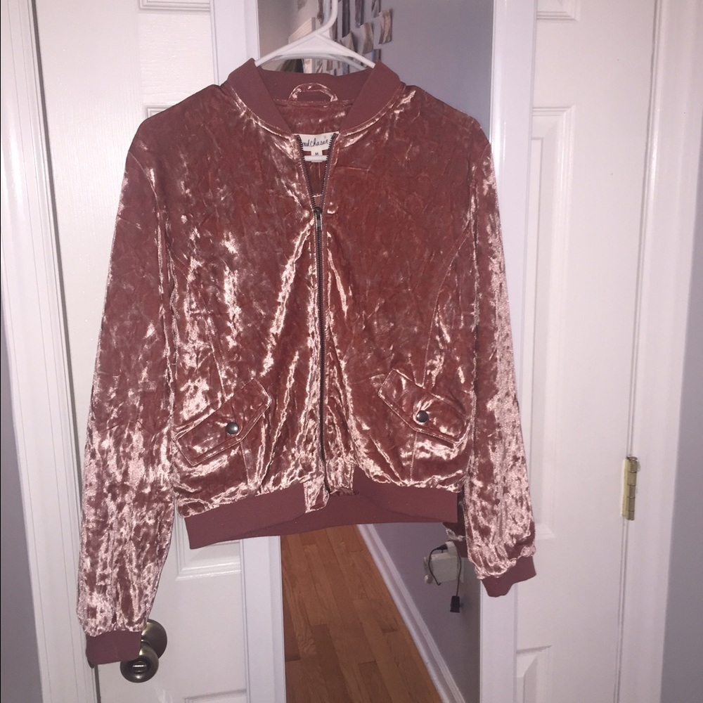 Pink Velvet Bomber Jacket