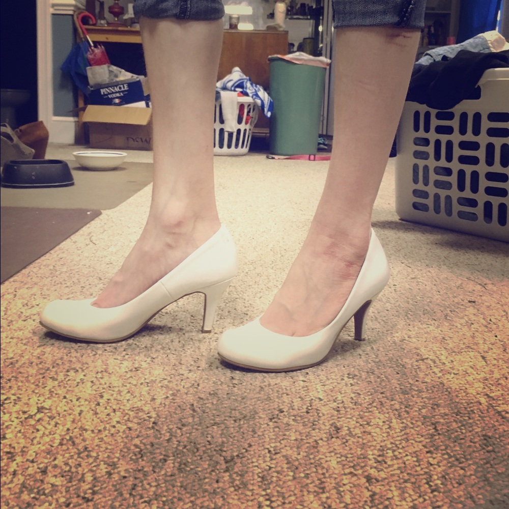 White Patent Leather Heels (Size 5)