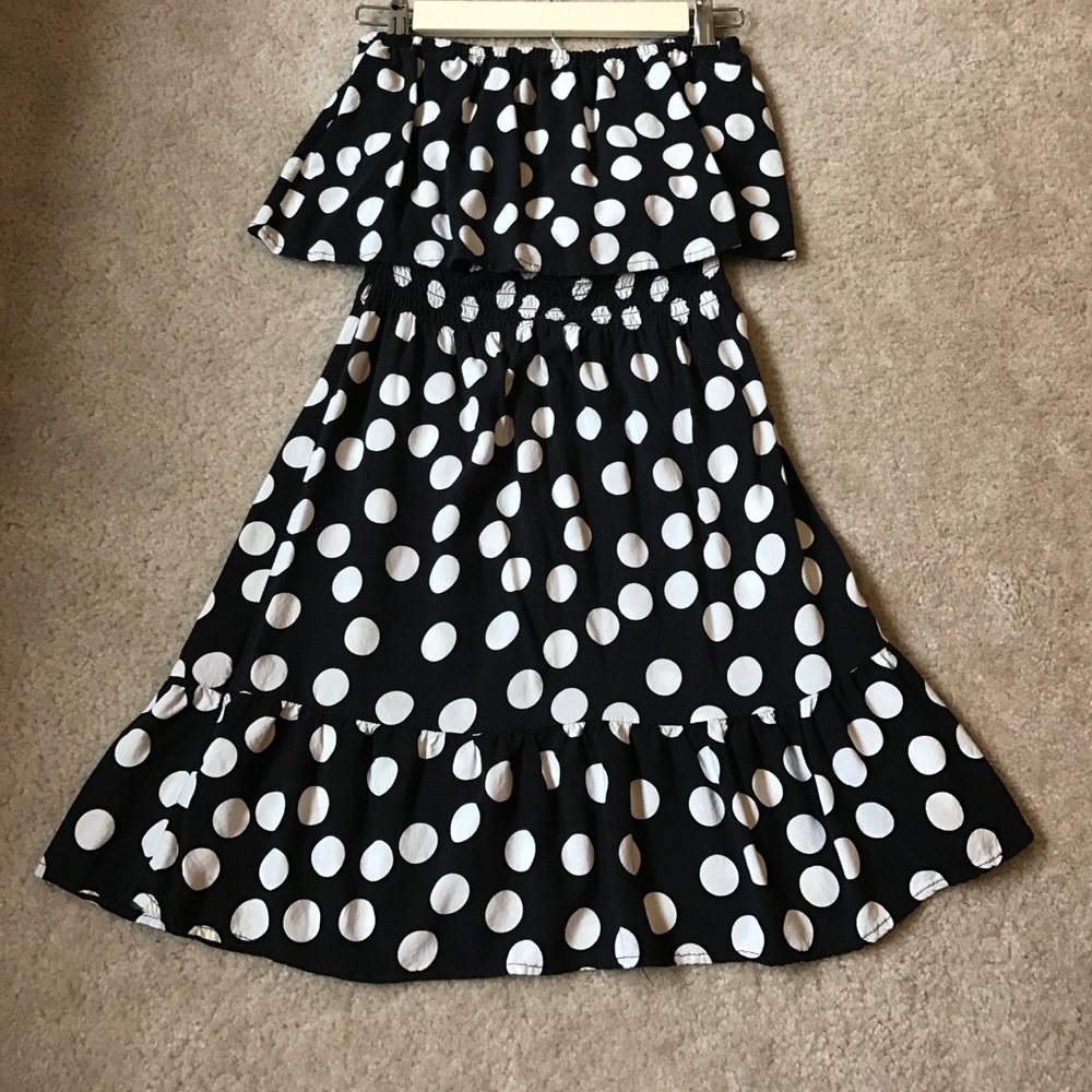 Strapless polkadot dress