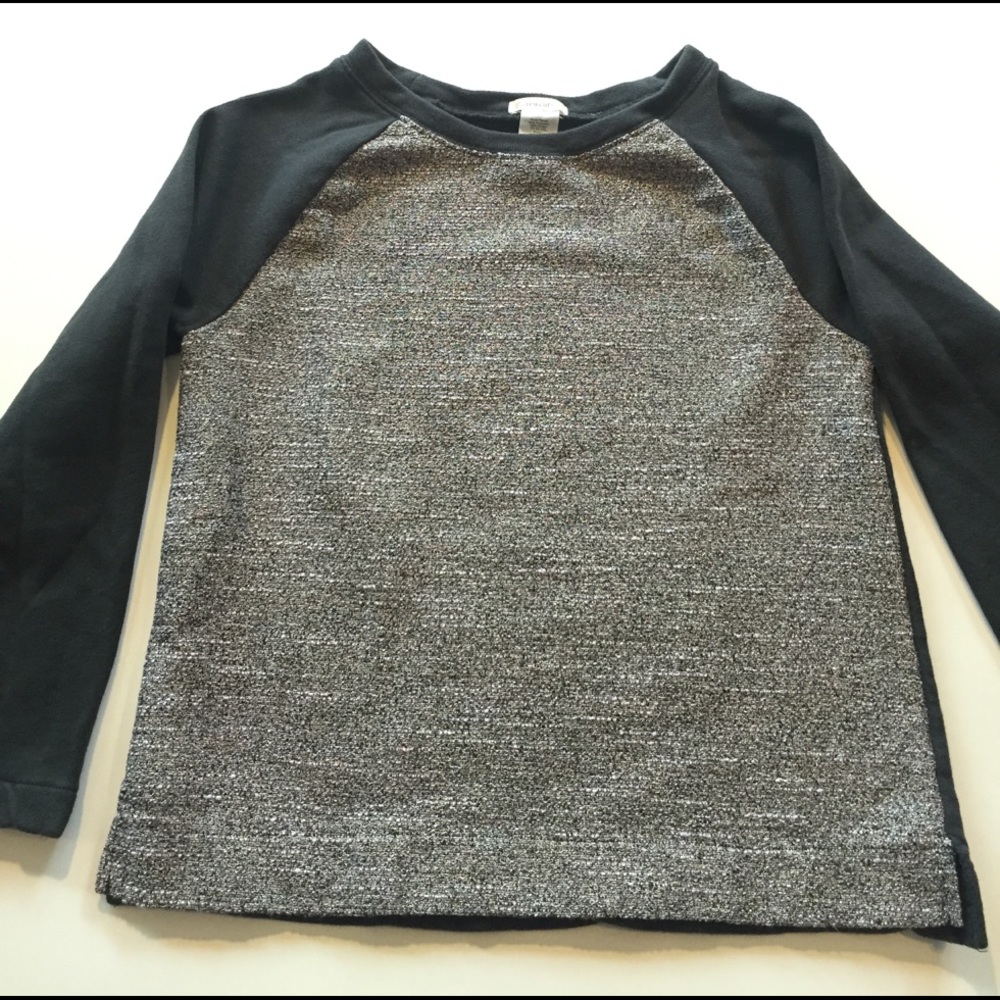 Sparkly woven front panel sweatshirt 100% cotton