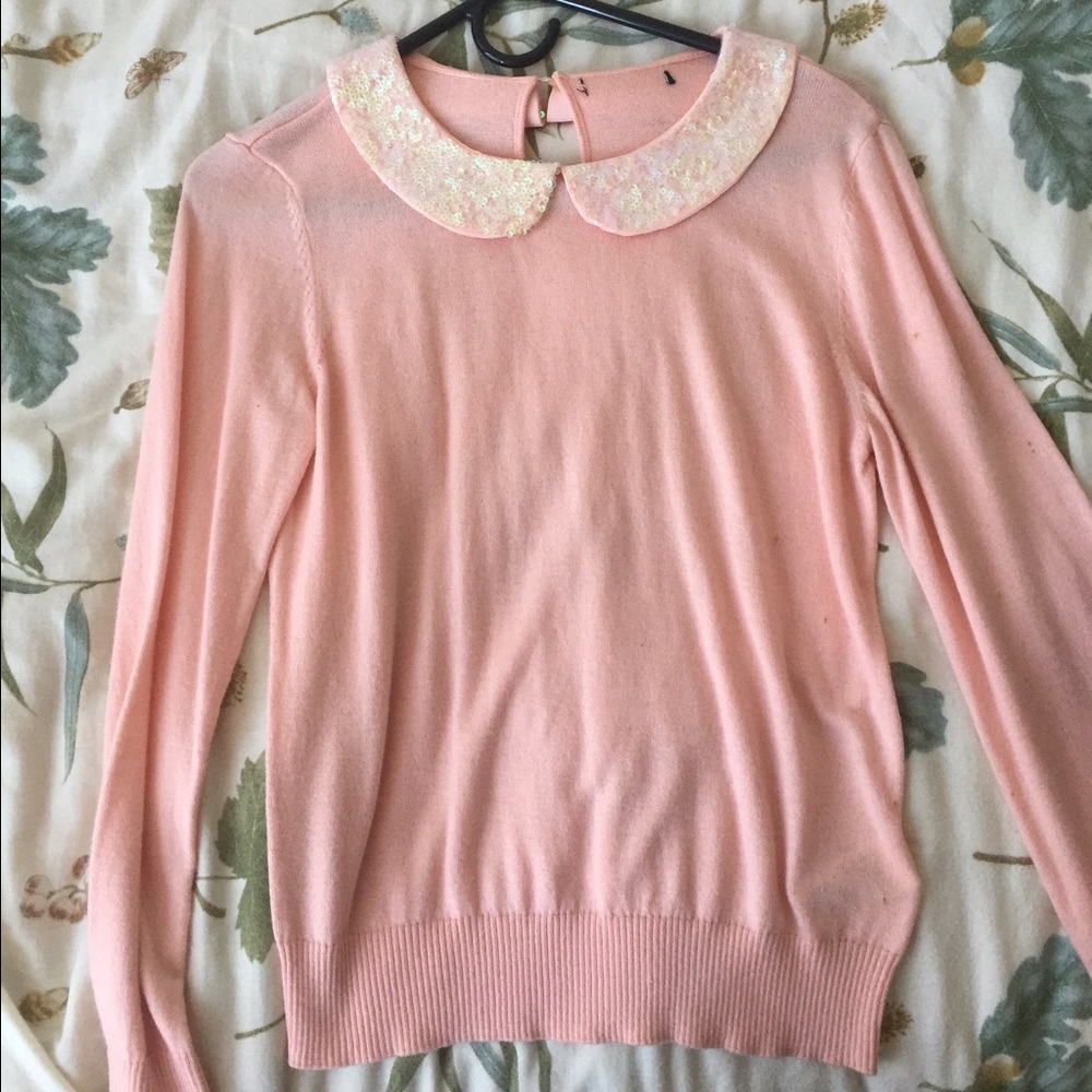 Pink H&M glitter collar sweater
