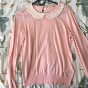 Pink H&M glitter collar sweater