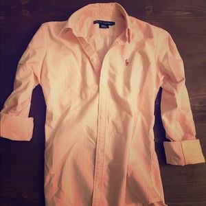 Ralph Lauren pink and white striped button down