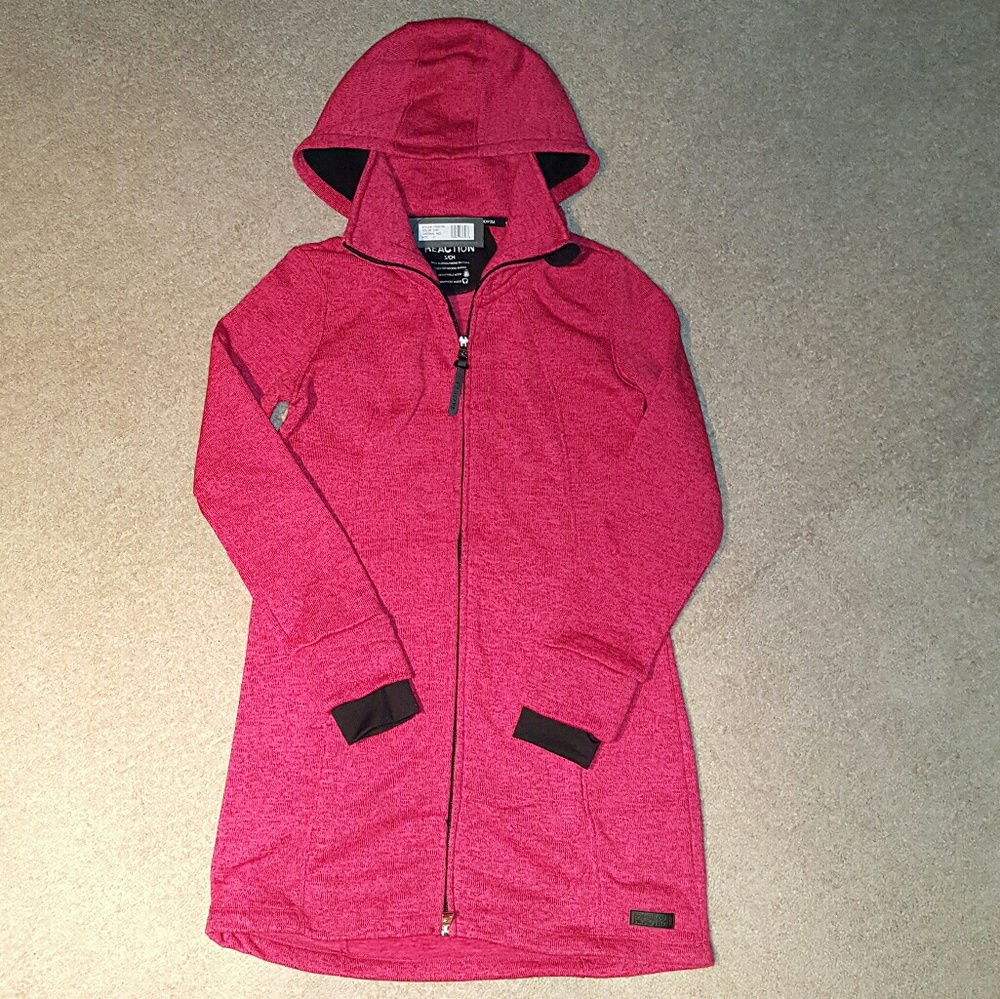 Soft, fleece material hooded jacket
