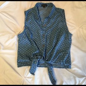 Tie Front Chambray Vest