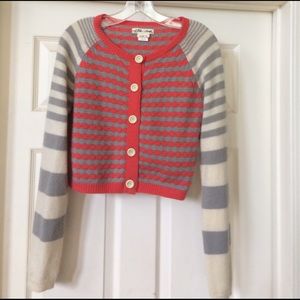 Anthropology peach, grey & cream Sweater