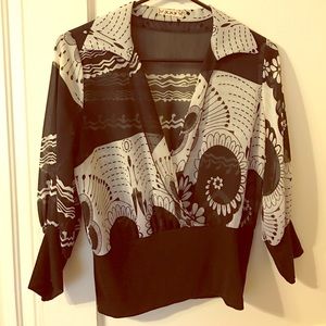 Forever 21 Black and White Sheer Top