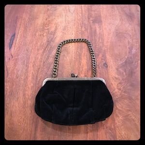 Women's JCrew vintage clutch, black velvet.