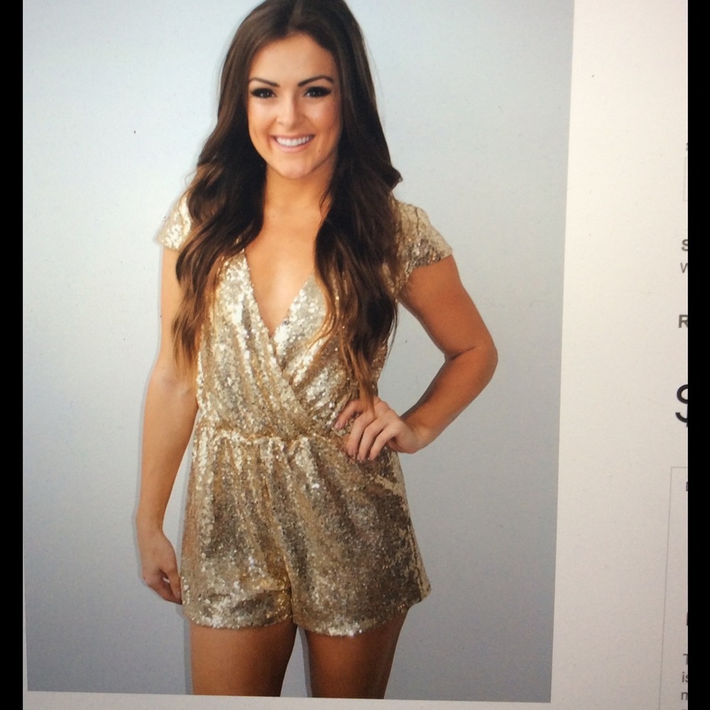 Gold sequin romper
