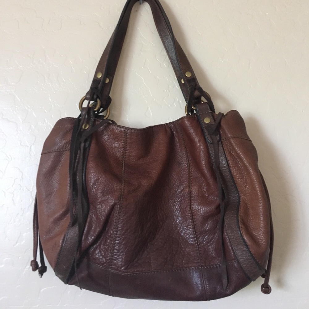 LUCKY Hobo Tote Purse, Leather and Brass
