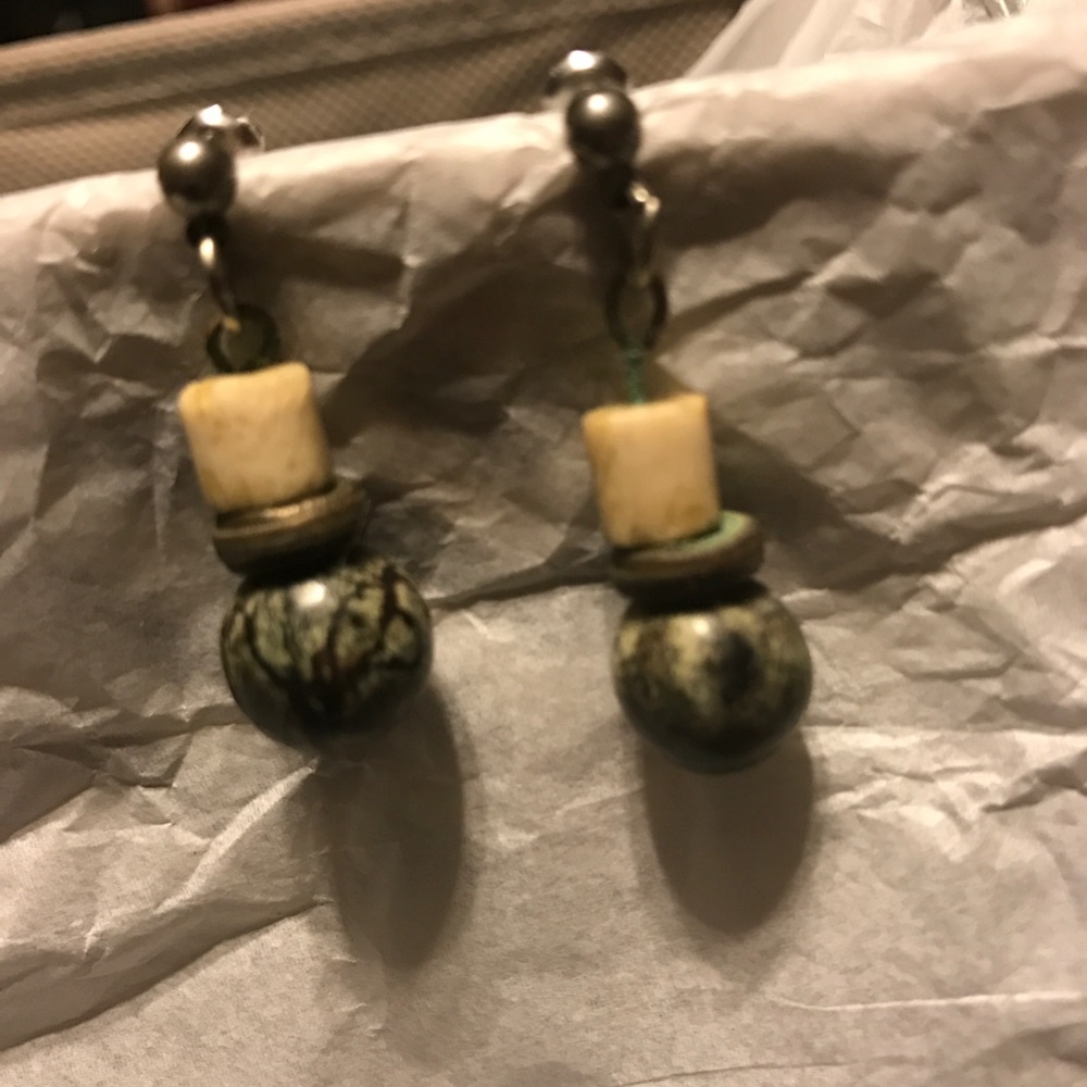 Jade and ivory earrings