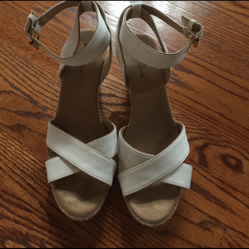 Cream espadrilles.