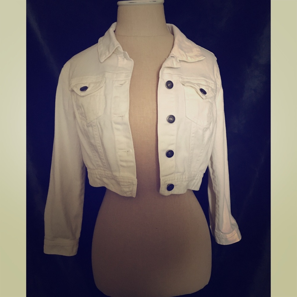 Crop White Denim Jacket