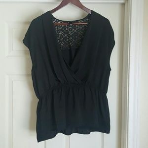Mossimo black solid and lace peplum top