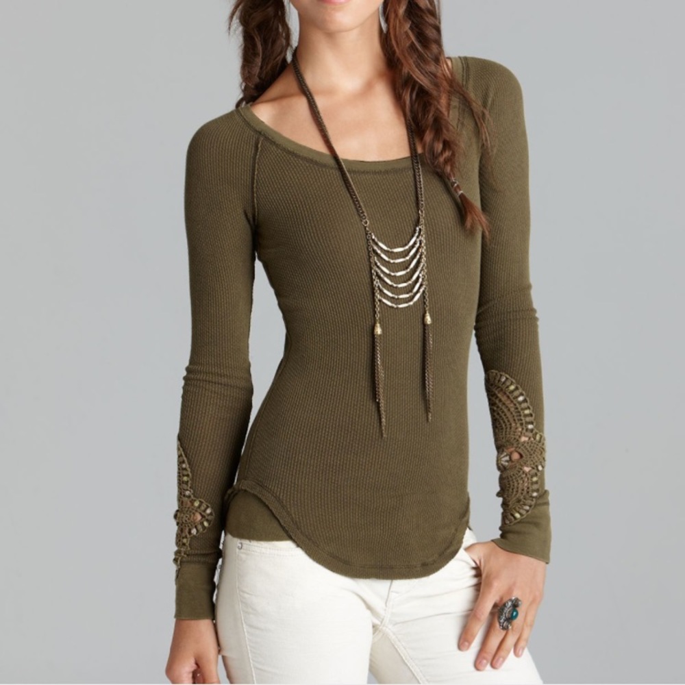 Free People green long sleeve XS