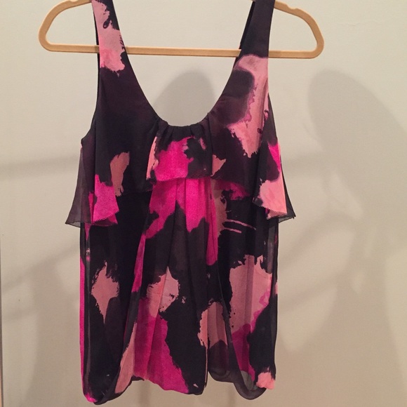 DVF Diane von Furstenberg black & pink blouse - Picture 1 of 3