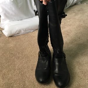 Black Leather Steve Madden Riding Boots