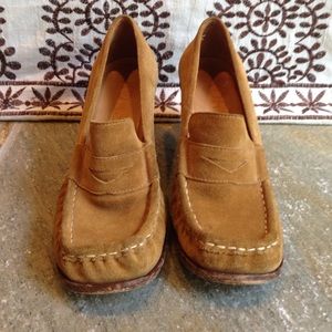 Michael Kors suede wedge penny loafers