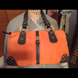 Soft  suede orange handbag