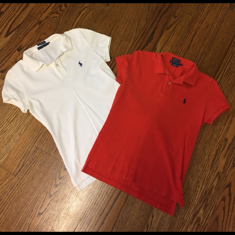 Ralph Lauren "The Skinny Polo" lot of 2 sz M white