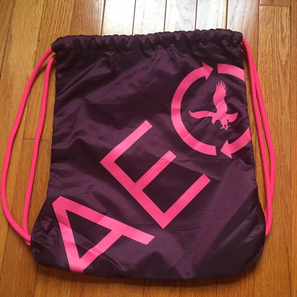 AEO pink drawstring backpack
