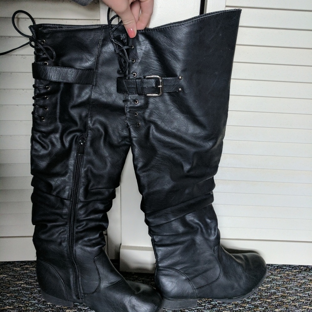 Black Over Knee High Boots