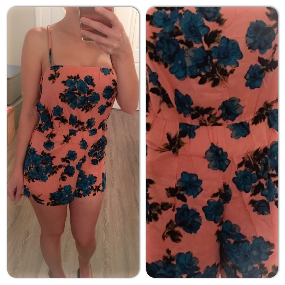 Light Pink & Blue Floral romper - Picture 2 of 3