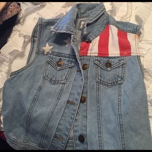 Denim vest American flag