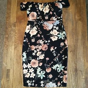 Floral off the shoulder midi
