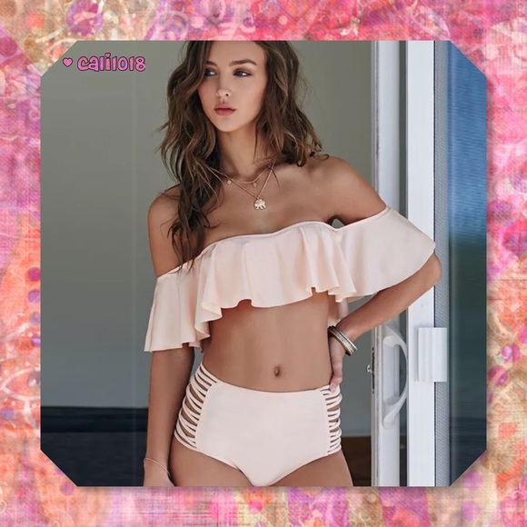 Glam Squad 2 You Other - JUST IN🆕Pink Ruffle Off Shoulder Retro Swimsuit
