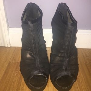 Open-Toe Mesh Bootie Heel