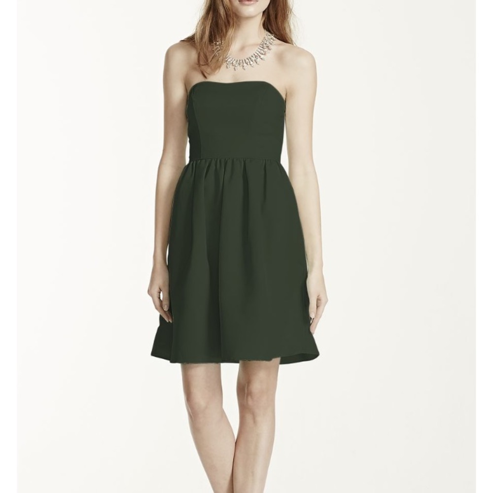 David's Bridal Strapless Green Bridesmaid Dress