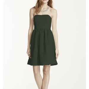 David's Bridal Strapless Green Bridesmaid Dress