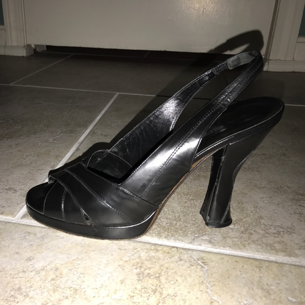 Via Spiga Leather Peep-toe Slingbacks