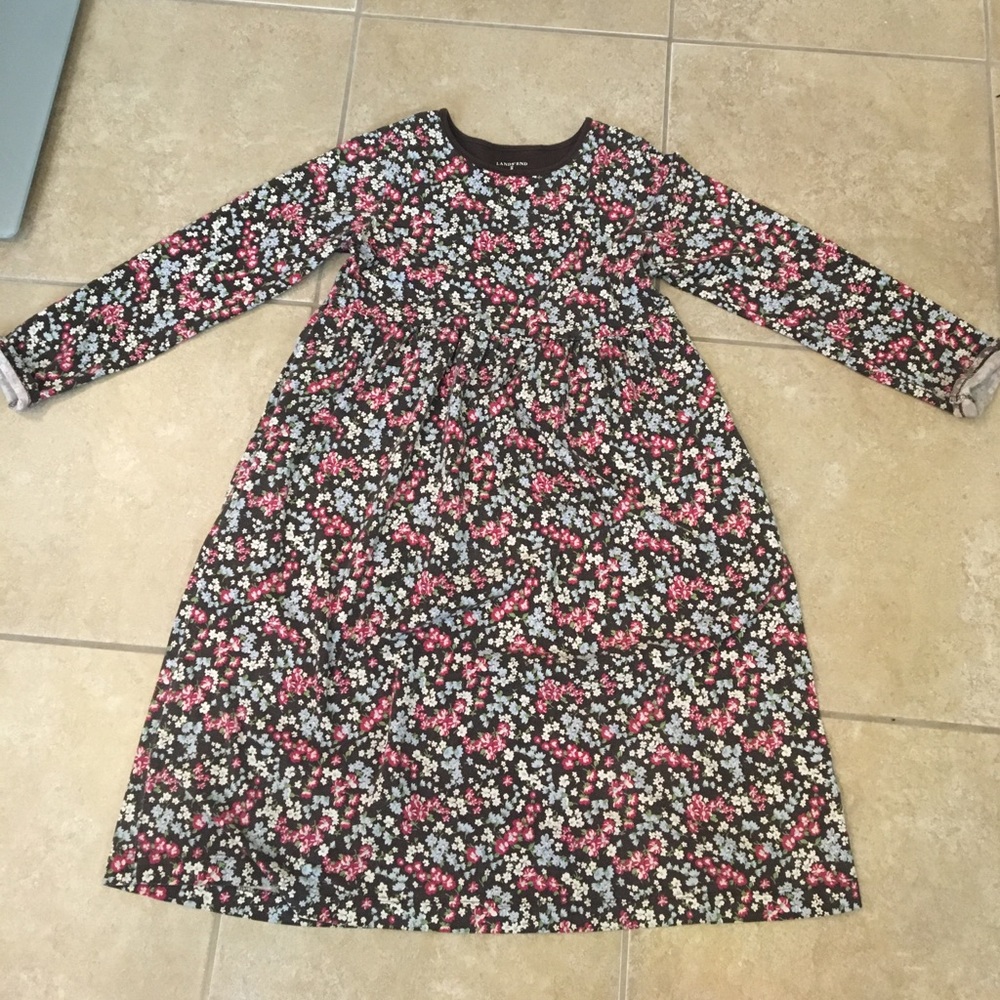 LANDS' END girls size 8 cotton flower dress.