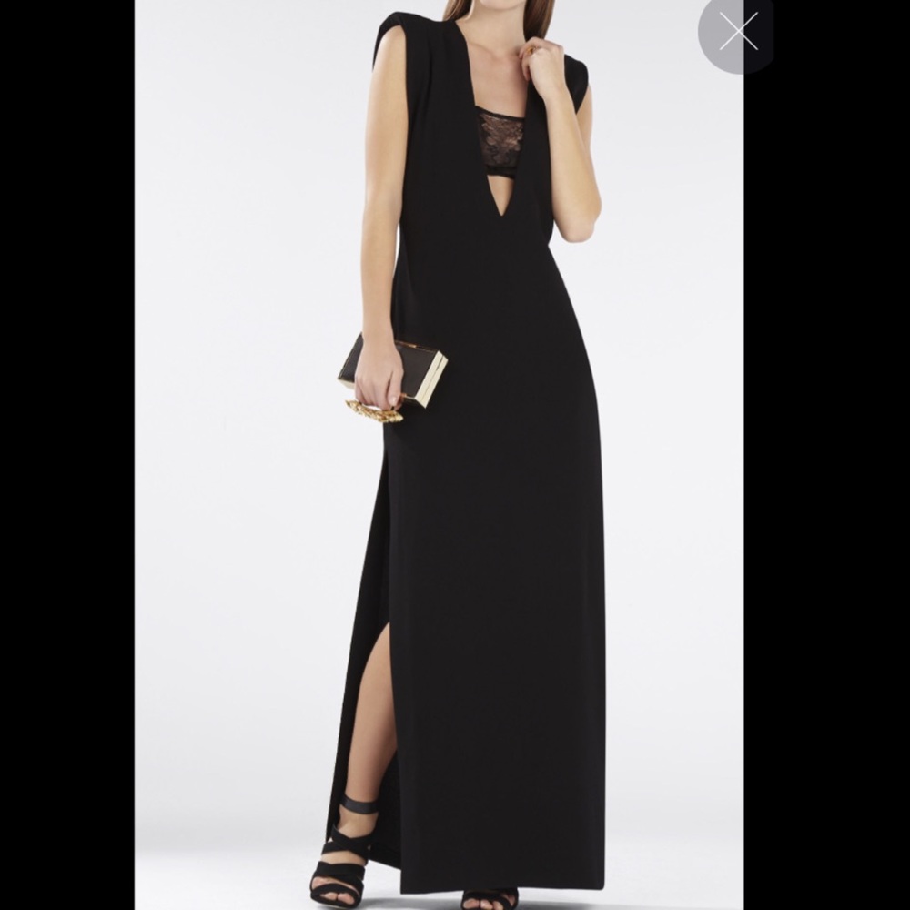 Bcbg Devyn Plunging V-Neck Bandeau Detail Gown sz0