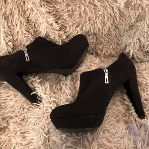3-inch Marc Fisher Black Suede Ankle Booties