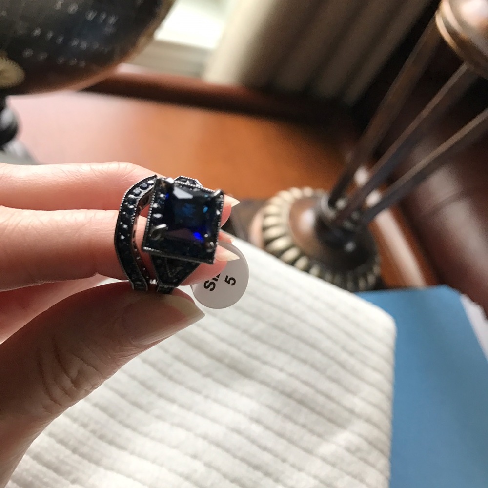Blue Sapphire simulated ring set