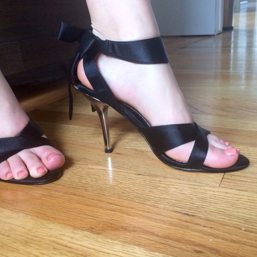 Black Satin Ribbon Heels