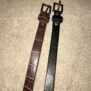 Brown and black skinny belt