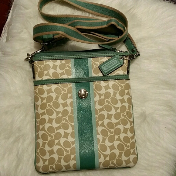 Coach Handbags - Teal and brown coach swing pack AUTHENTIC