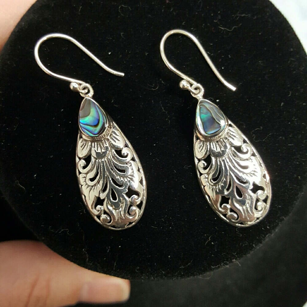 SOLD 925 Sterling silver Abalone shell earrings
