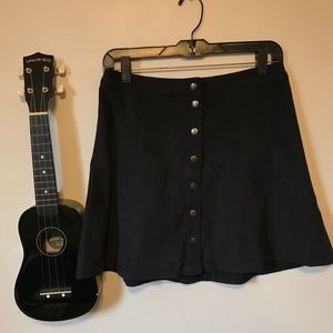 Black suede button up skirt (Size 4)