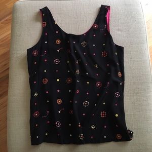 Black Patterned Tank Top Sz 16