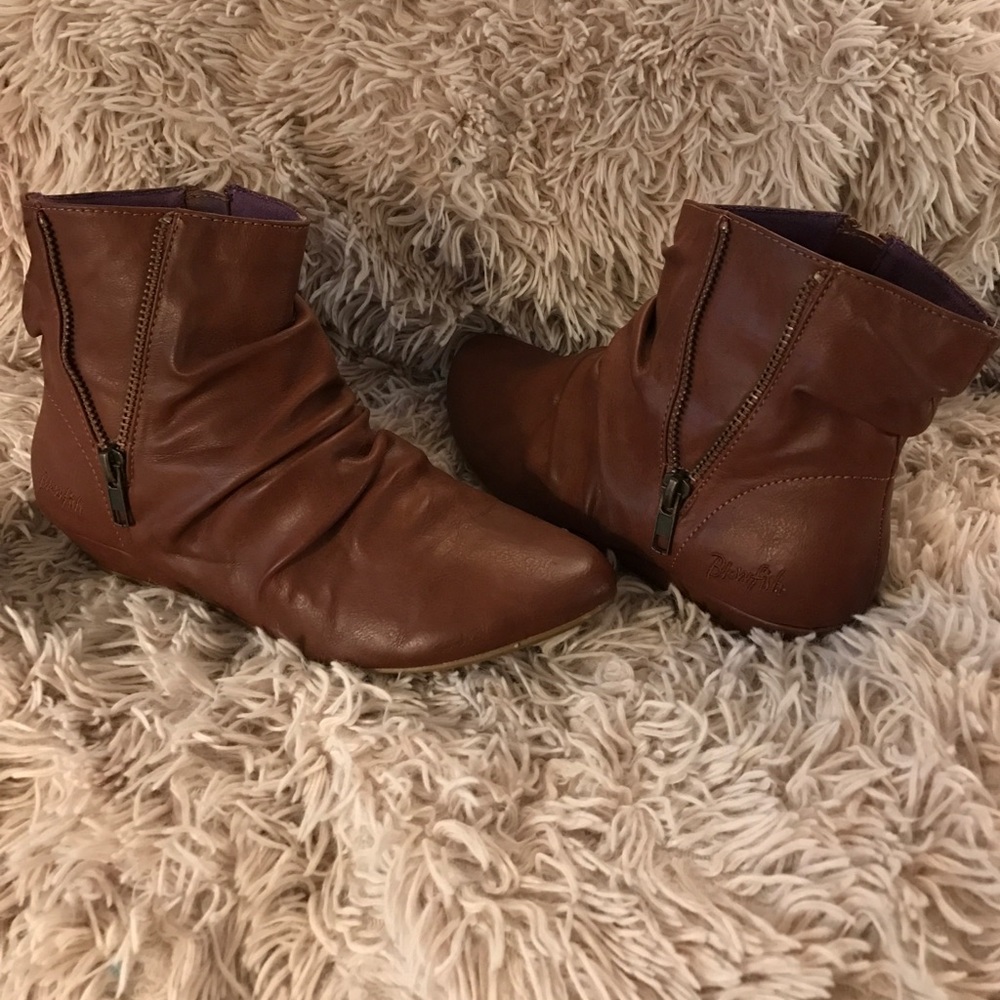 Brown Blowfish Ankle Boots with Zipper Detailing