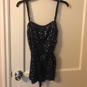 Deep Blue Waist Tie Tank