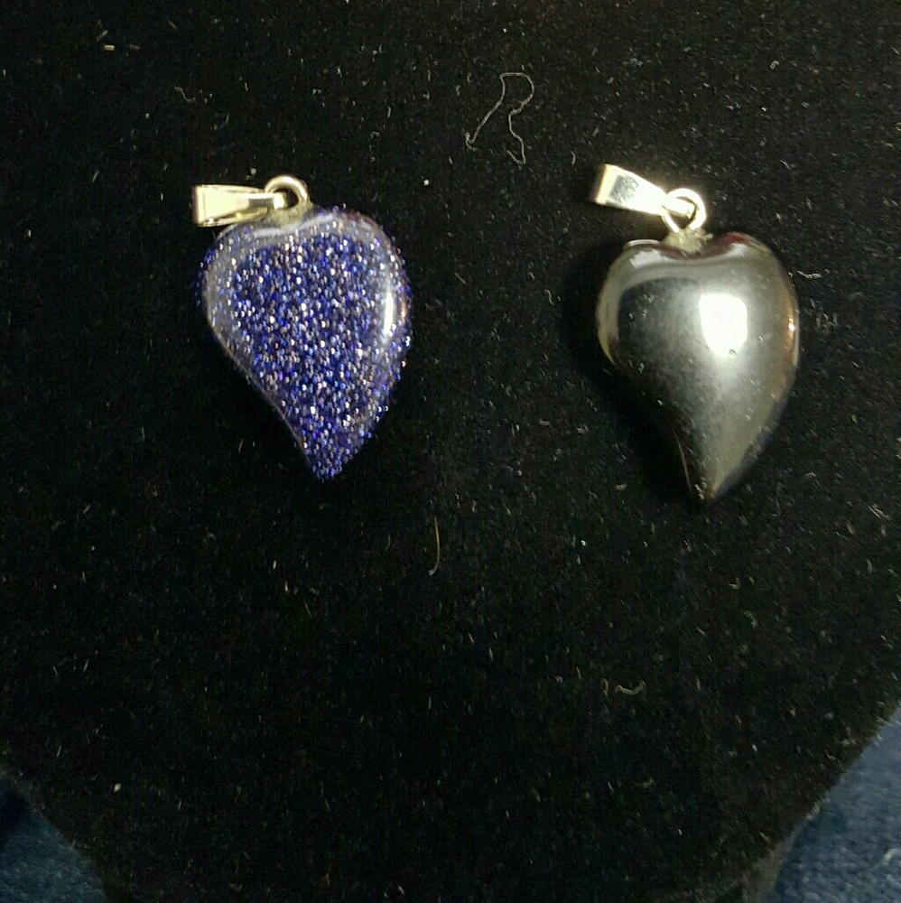 HEART shaped stone pendants with silver