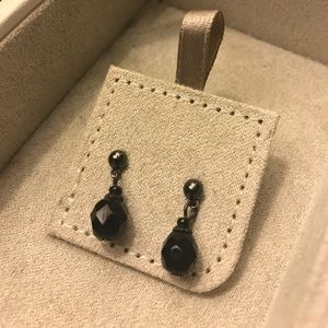 Black bead dangle earrings