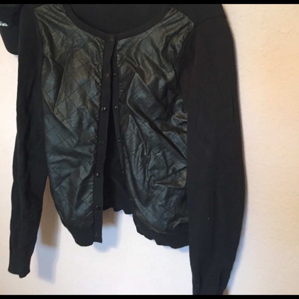 Cardigan leather sweater