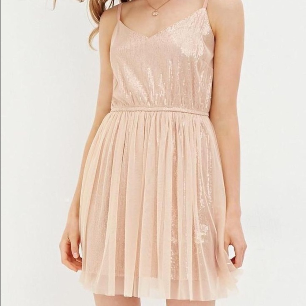 Gold/Champagne Short Sequin Spaghetti Strap Dress